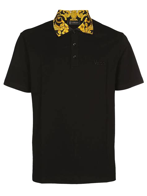 black gold versace short sleeve shirt|Versace polo shirts for men.